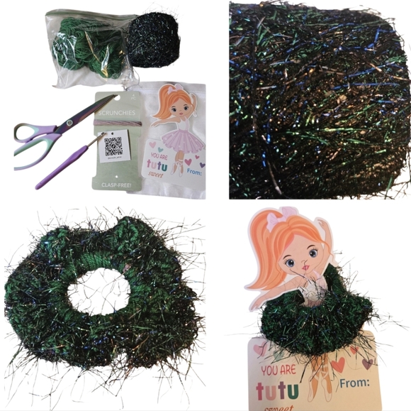 Handcrafted Whimsical Peacock Scrunchie  Mermaid-Inspired Crochet Hair Accessory - Picture 13 of 17